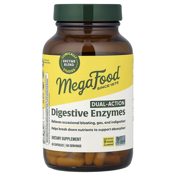 MegaFood, Dual-Action Digestive Enzymes, 60 Capsules — product photo 1