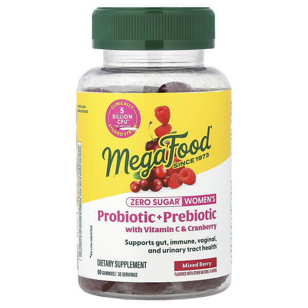 MegaFood, Women's Probiotic + Prebiotic With Vitamin C & Cranberry Gummies, Mixed Berry, 60 Gummies — product photo 1