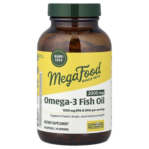 MegaFood, Aceite de pescado con omega-3, 90 cápsulas blandas