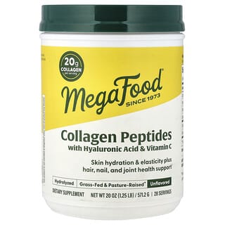 MegaFood, Peptides de collagène avancés avec acide hyaluronique et vitamine C, Non aromatisés, 571.2 g