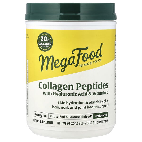 MegaFood, Collagen Peptides With Hyaluronic Acid & Vitamin C, Unflavored, 20 oz (571.2 g) — product photo 1