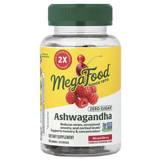 MegaFood, Ashwagandha Gummies, Mixed Berry, 60 Gummies