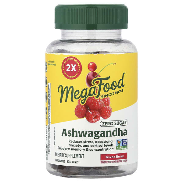 MegaFood, Ashwagandha Gummies, Mixed Berry, 60 Gummies — product photo 1
