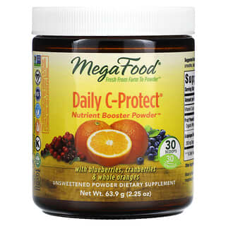 MegaFood, Daily C-Protect، مسحوق معزز العناصر الغذائية، غير محلى، 2.25 أونصة (63.9 جم)