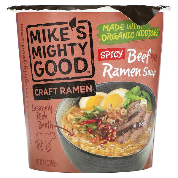 Mike's Mighty Good, Ramen artisanal, Soupe ramen à la saveur de bœuf épicé, 53 g