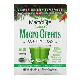 Macrolife Naturals, Macro Greens，超級食物，0.3 盎司（9.4 克）