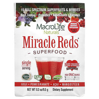 Macrolife Naturals, Miracle Reds, 슈퍼 푸드, 구기자, 석류, 아사이, 망고스틴, 9.5g(0.3oz)