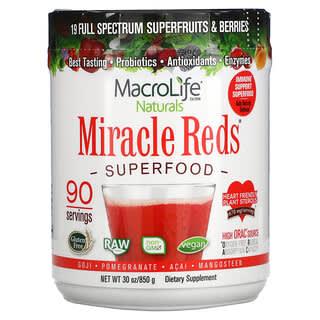 Macrolife Naturals, Miracle Reds، الأطعمة فائقة القيمة الغذائية، توت القوجي-الرمان-الآساي-المانجوستين، 1.9 رطلًا (850 جم)