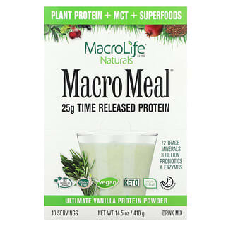 Macrolife Naturals, MacroMeal, Ultimate Protein Powder, Vanilla, 10 Packets, 1.4 oz (41 g) Each