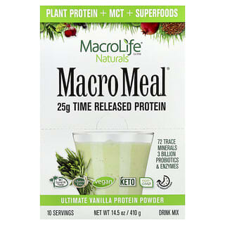Macrolife Naturals, MacroMeal, Ultimate Protein Powder, Vanilla, 10 Packets, 1.4 oz (41 g) Each