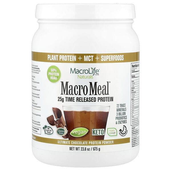 Macrolife Naturals, Macro Meal®, 얼티밋 프로틴 파우더, 초콜릿 맛, 675g(23.8oz)