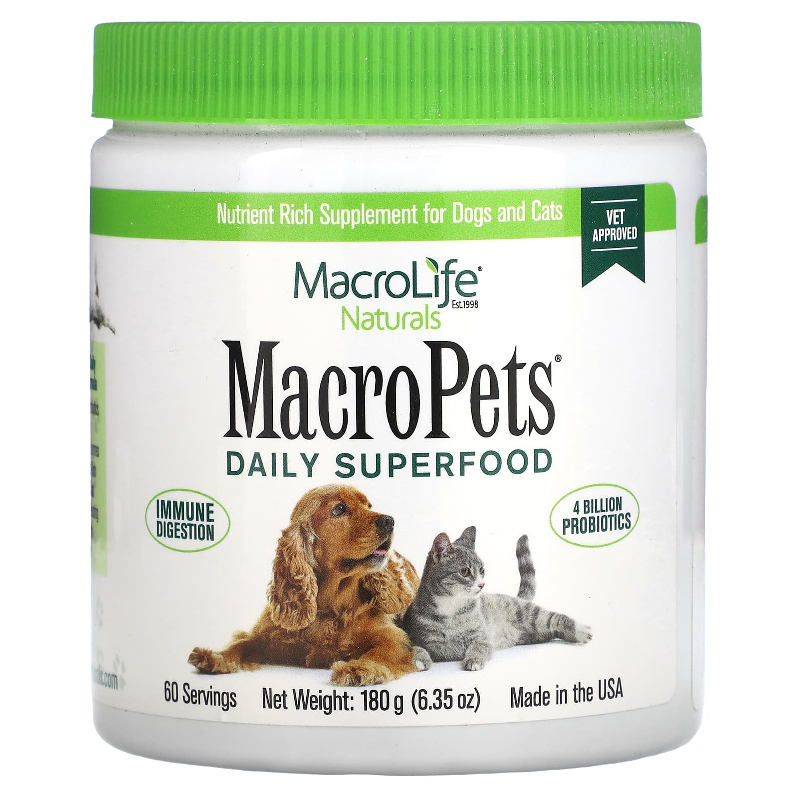 Macrolife Naturals, MacroPets, Daily Superfood, For Dogs and Cats, 6.35