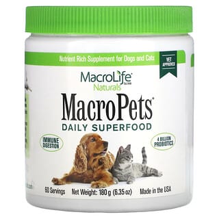 Macrolife Naturals, MacroPets, Superalimento de uso diario, Para perros y gatos`` 180 g (6,35 oz)