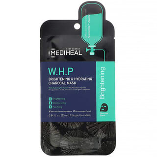 Mediheal, W.H.P, Brightening & Hydrating Charcoal Beauty Mask, 1 Sheet, 0.84 fl oz (25 ml)