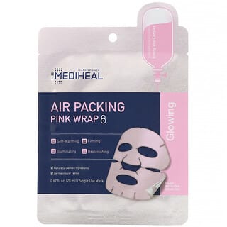 Mediheal, Embalaje con aire, Mascarilla de belleza con envoltura rosa, 1 lámina, 20 ml (0,67 oz. Líq.)