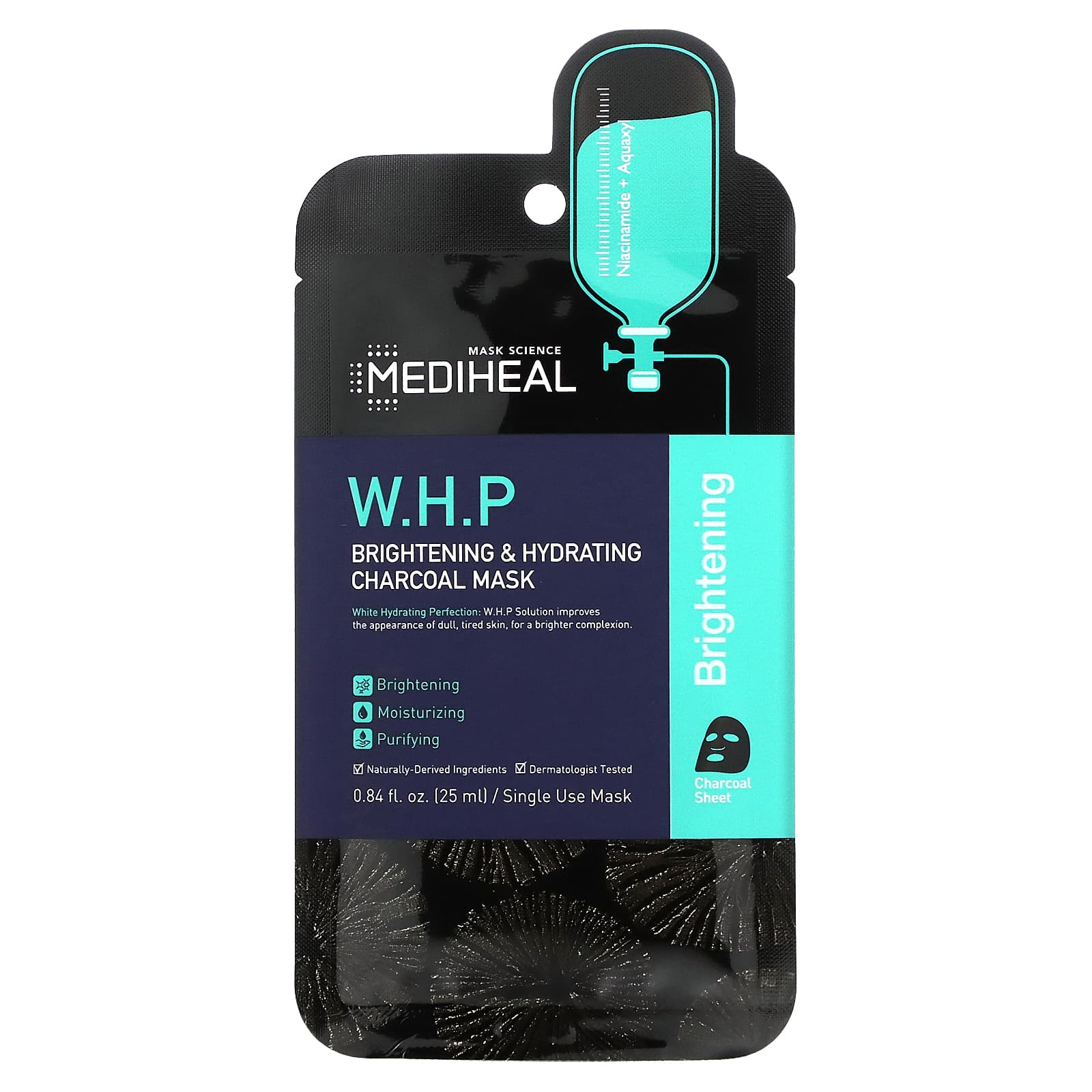 Mediheal, W.H.P Brightening & Hydrating Charcoal Beauty Mask, 5 Sheets