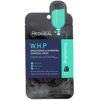 Mediheal, W.H.P, Máscara de carvão iluminadora e hidratante, 5 máscaras, 25 ml cada