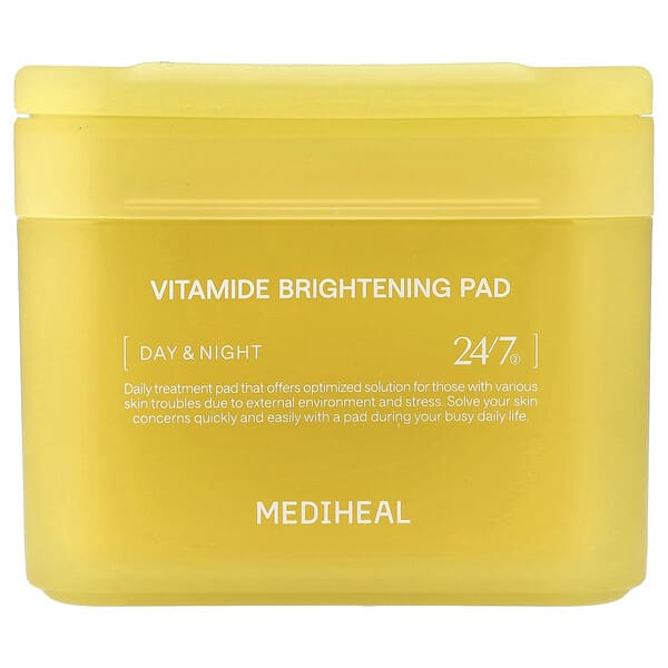 MEDIHEAL, Vitamide Brightening Pads, na dzień i na noc, 100 wacików, 180 ml