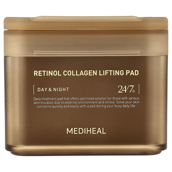 MEDIHEAL, 視黃醇膠原蛋白提拉棉片，100 片方形片，6.08 液量盎司（180 毫升）