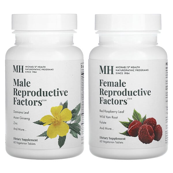 Michael's Health Male & Female Reproductive Factors Couples' Pack, 2 Bottles, 60 Vegetarian Tablets Each