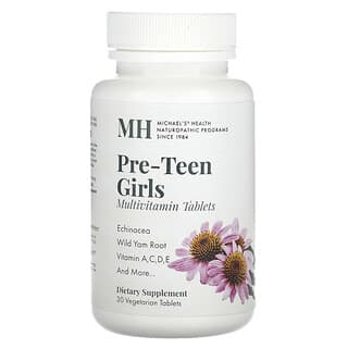 Michael's Naturopathic, Multivitamínico para meninas pré-adolescentes, 30 comprimidos vegetarianos