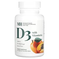 Michael's Naturopathic, вітамін D3 з вітаміном K2, абрикос, 5000 МО, 90 вегетаріанських жувальних таблеток