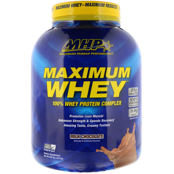 MHP, Maximum Whey蛋白粉，牛奶巧克力口味，5.01磅（2275克）