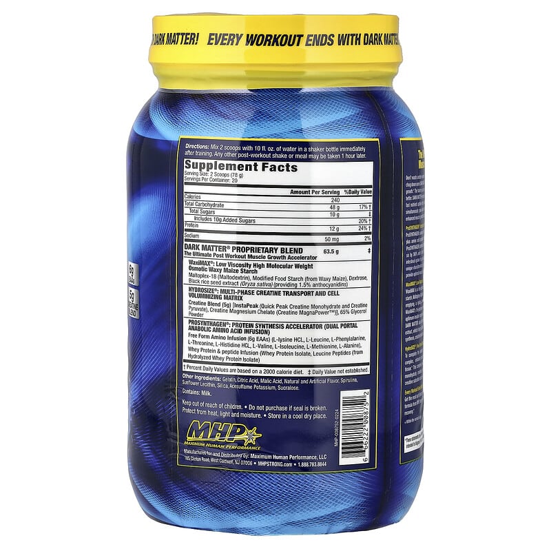DARK MATTER, Acelerador de Crescimento Muscular Pós-Treino