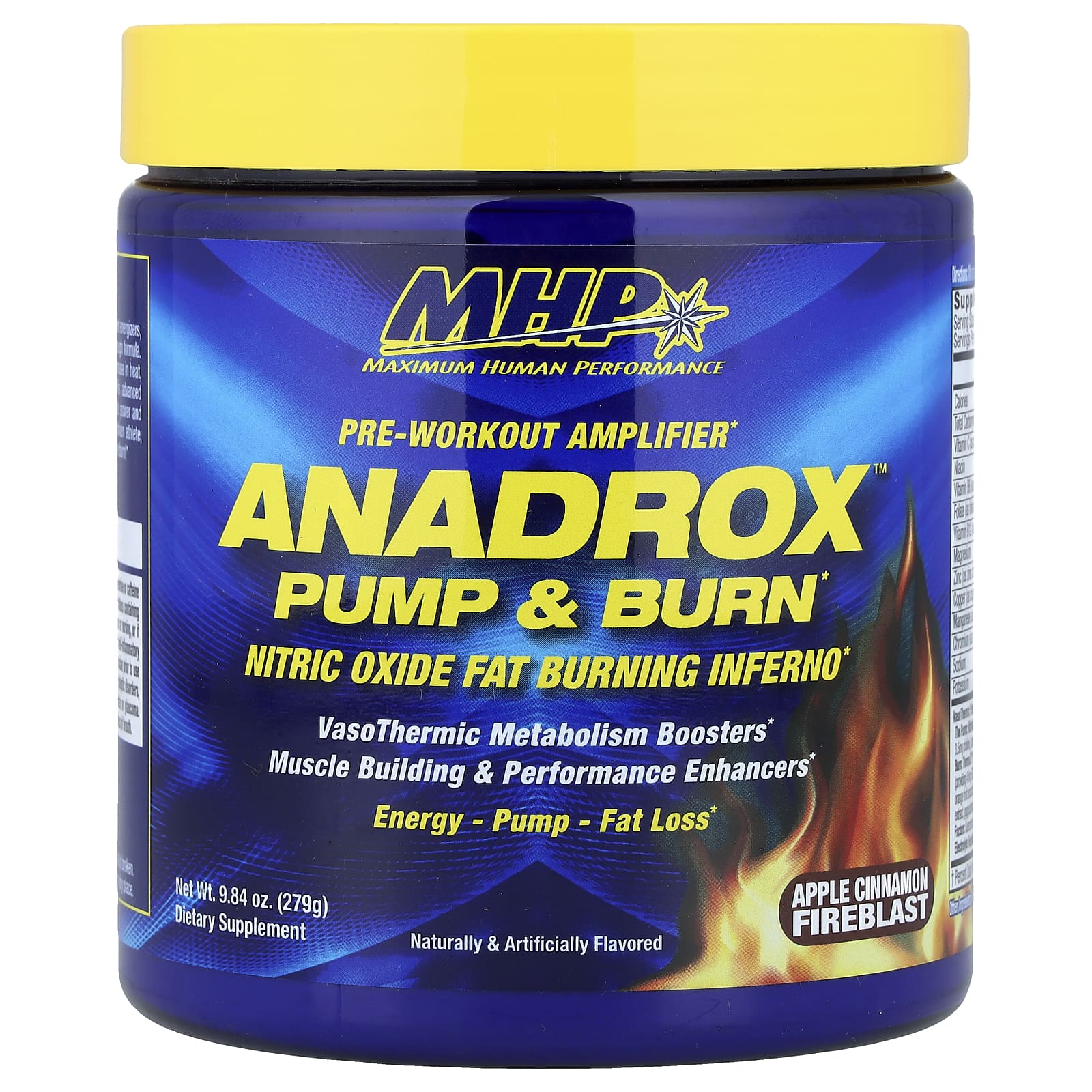 MHP Anadrox Pump & Burn, Pre-Workout Amplifier – Apple Cinnamon Fireblast – 279 g de MHP