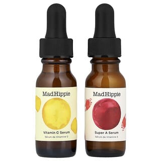 Mad Hippie, Denní a noční duální balení, sérum s vitamínem C a super A, 2 láhve, každá 0,5 fl oz (15 ml)