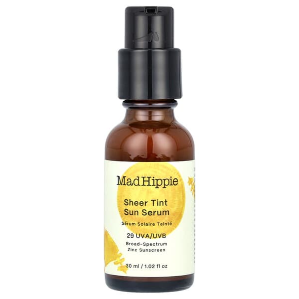 Mad Hippie, Sheer Tint Sun Serum, Zinc Oxide Sunscreen, 29 UVA/UVB, Medium/Dark, 1.02 fl oz (30 ml)