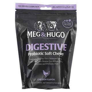 Meg & Hugo, 消化，益生菌軟咀嚼片，狗狗專用，所有年齡段，雞肉味，120 片軟咀嚼片，12.7 盎司（360 克）