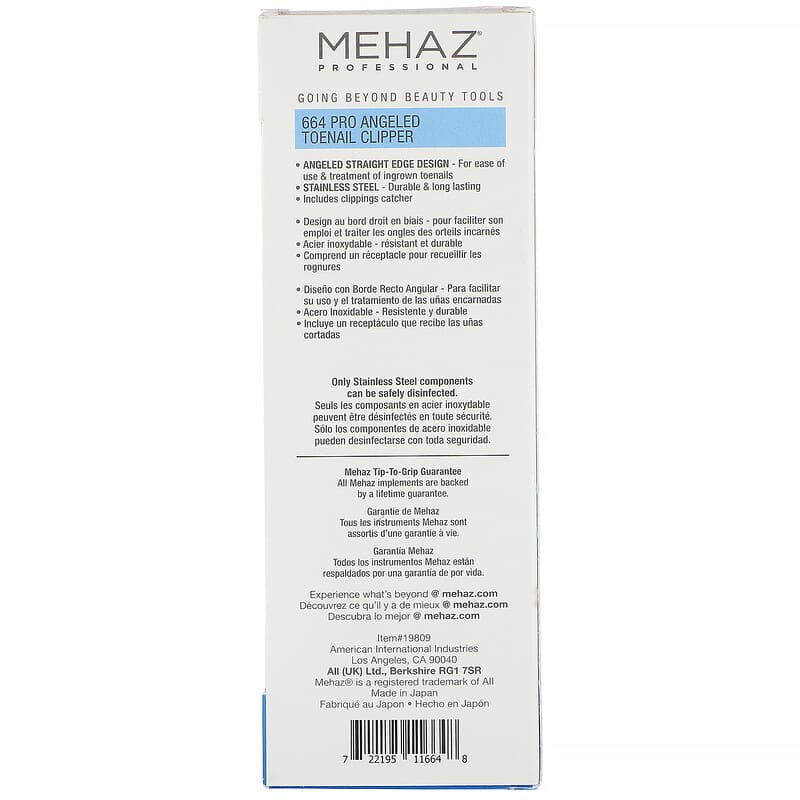 Mehaz - Professional Angled Straight Toenail Clipper