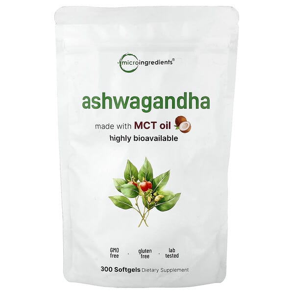 Micro Ingredients, Ashwagandha, 300 pehmeää kapselia