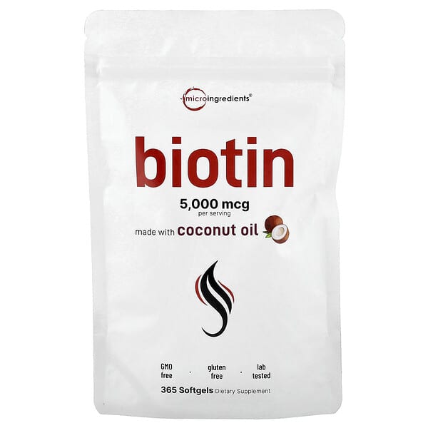Micro Ingredients, 비오틴, 5,000mcg, 소프트젤 365정