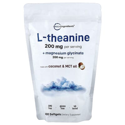 Micro Ingredients, L-Theanine + Magnesium Glycinate, 400 Softgels