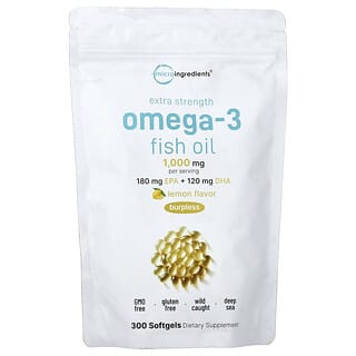 Micro Ingredients, Omega-3 Fish Oil, Lemon,  300 Softgels (500 mg per Softgel)
