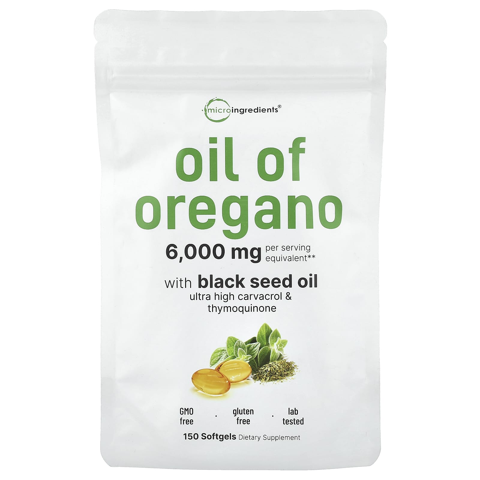 Micro Ingredients, масло орегано, 150 капсул