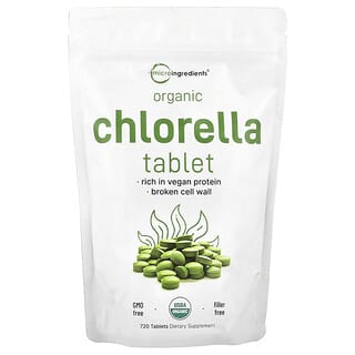 Micro Ingredients, Comprimidos de clorela orgánica, 3 g, 720 comprimidos (0,5 g por comprimido)