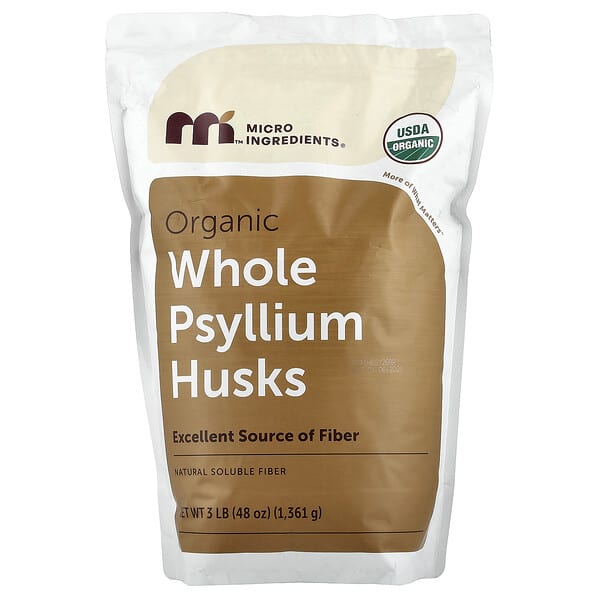 Micro Ingredients, Organic Whole Psyllium Husks, 48 oz (1,361 g) — product photo 1