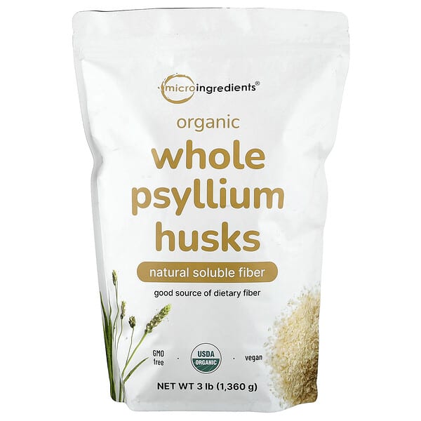 Micro Ingredients, Organic Whole Psyllium Husks, 3 lb (1,360 g) — product photo 1