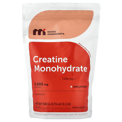 Micro Ingredients, Creatine Monohydrate Powder, Unflavored, 17.6 oz (500 g)