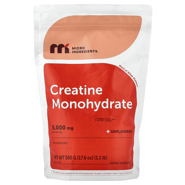 Micro Ingredients, 크레아틴 일수화물 분말, 무맛, 500g(17.6oz)