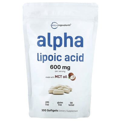 Micro Ingredients, Alpha Lipoic Acid, 300 Softgels (200 mg Per Softgel)
