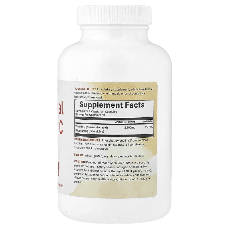 Liposomal Vitamin C, 240 Vegetarian Capsules (625 mg per Capsule)