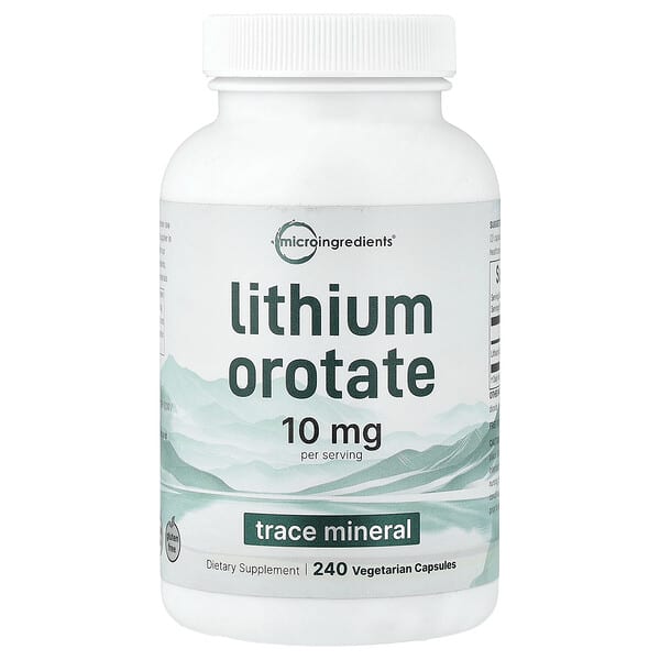 Micro Ingredients, Lithium Orotate, 240 Vegetarian Capsule (5 mg per Capsule)