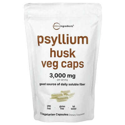 Micro Ingredients, Psyllium Husk, 500 Vegetarian Capsules (500 mg per capsule)