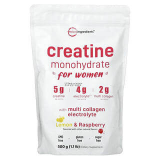 Micro Ingredients, Creatine Monohydrate For Women, Lemon & Raspberry, 1.1 lb (500 g)