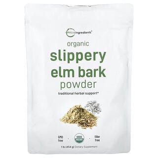 Micro Ingredients, Organic Slipy Elm Bark Powder, Bio-Ulmenrindenpulver, 454 g (1 lb.)