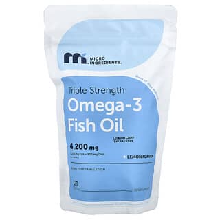 Micro Ingredients, Aceite de pescado con omega-3 de triple concentración, Limón, 120 cápsulas blandas (1400 mg por cápsula blanda)